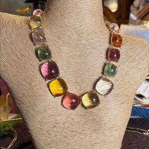 Multicolor Glass Bead Statement Necklace - Women Jewelry